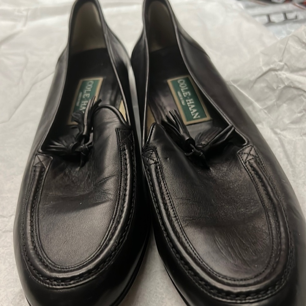 black leather womens loafers size 10